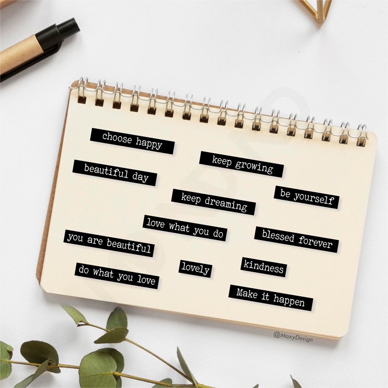 

12 Pcs Motivational Quotes Typewriter Sticker untuk jurnal dan scrapbook aesthetic