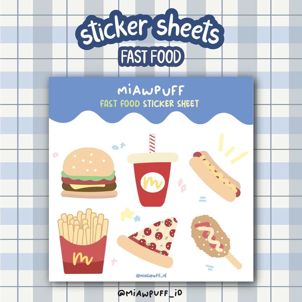 FAST FOOD STICKER SHEETS/STIKER JURNAL/STIKER AESTHETIC