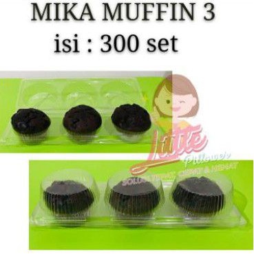 (ISI 50 - MUFFIN ISI 3) Mika muffin tiga cup/ Tray kue muffin/ Mika muffin bening