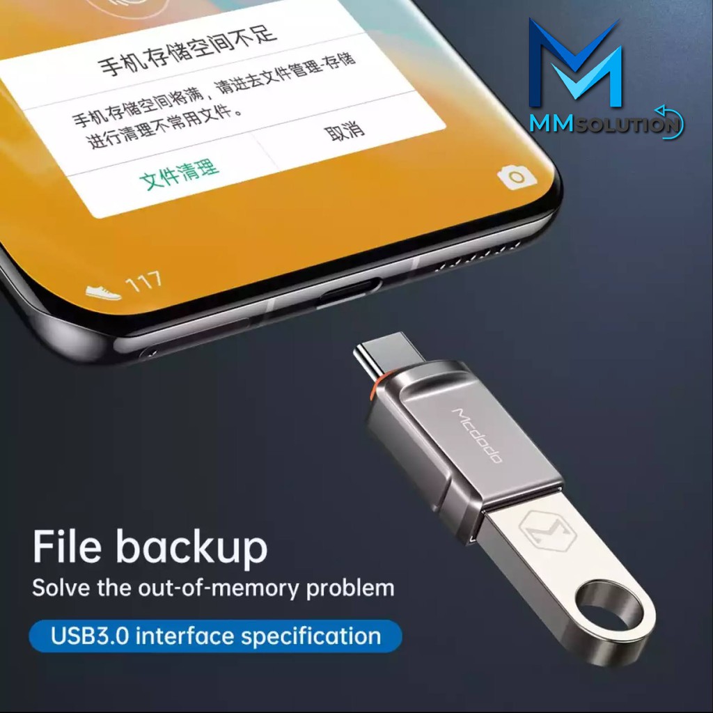 MCDODO Adapter Converter OTG USB 3.0 to Type C Samsung Macbook DATA TRANSMISSION MCDODO OT-8730