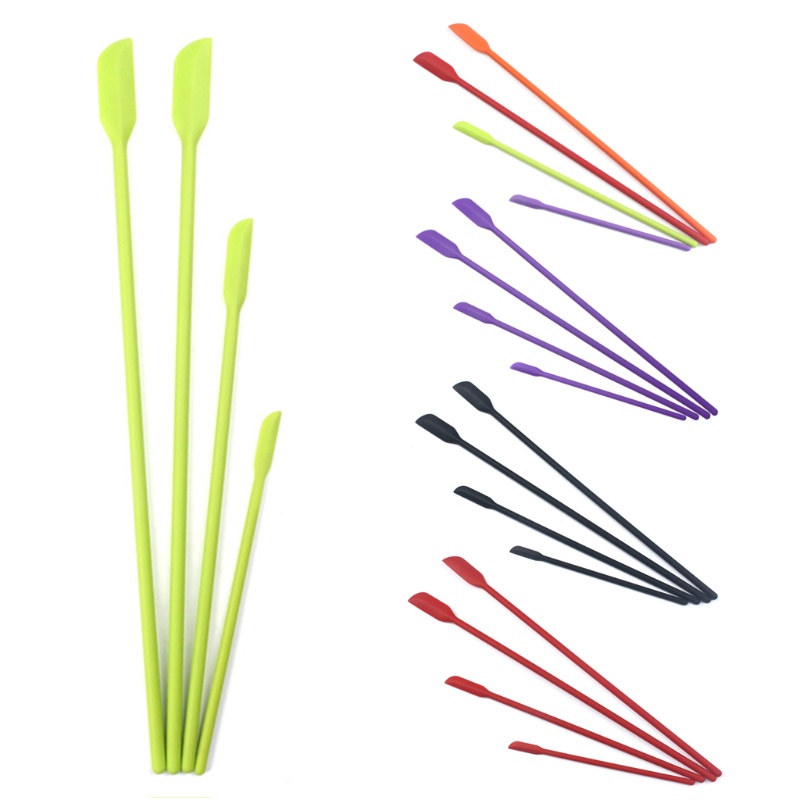 Siy 4x Silicone Mini Spatula Jar Scraper Scoop Tip Spatula Panjang Botol Kosmetik