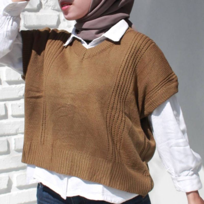Vest Rajut Delmi | Rompi Rajut V Neck