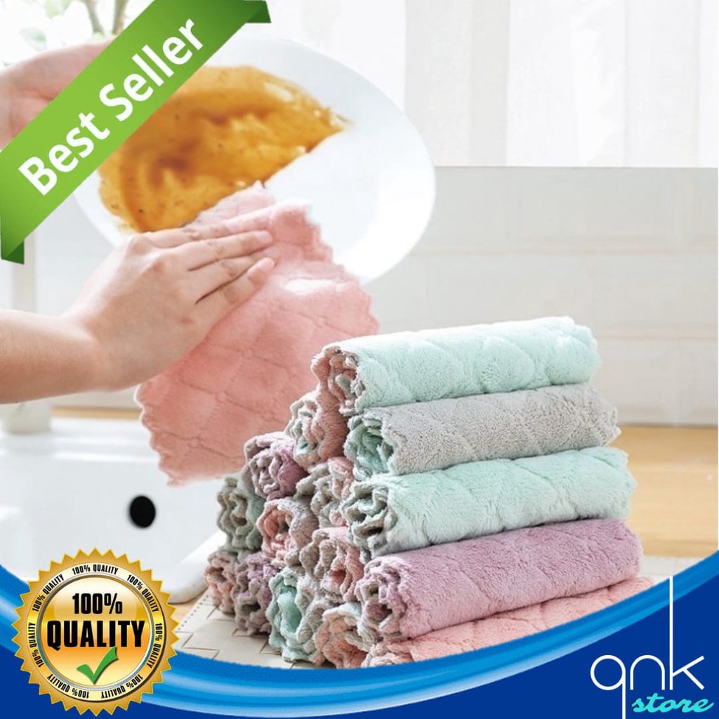 Kain Lap Microfiber Cuci Piring Anti Minyak Dapur Tangan Serbaguna 20cm x 30cm