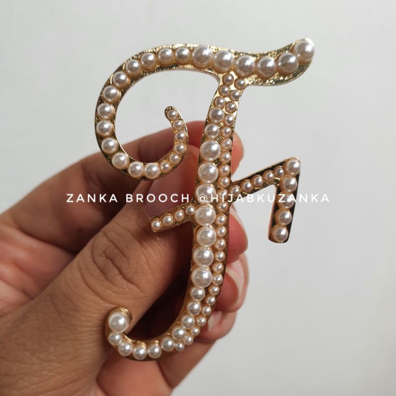 bros abjad mutiara | bros huruf | bros inisial nama | alphabet brooch-F
