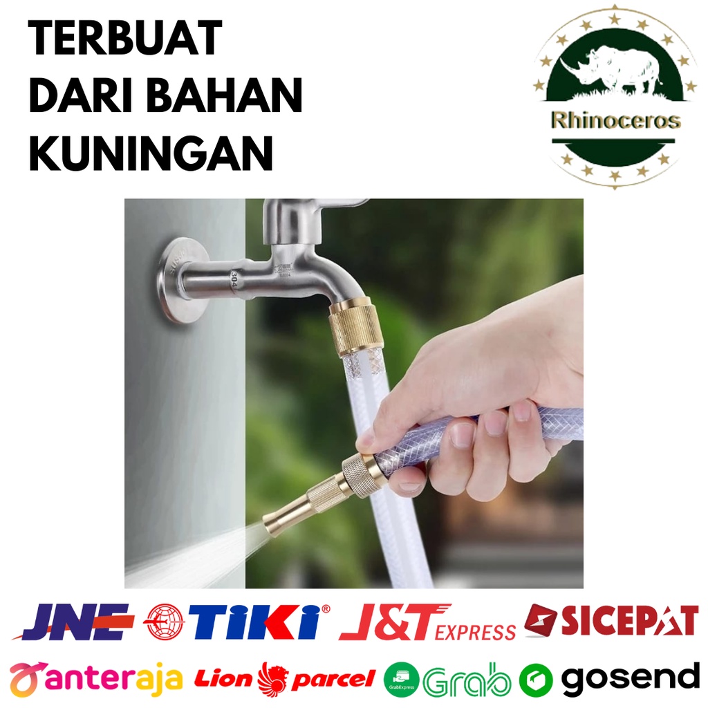 Semprotan Air Lurus Kuningan Hose Nozzle Kepala Cuci Mobil 5/8Inch