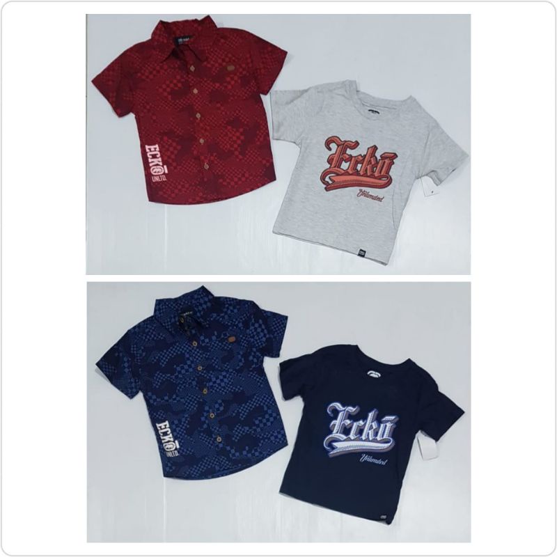 Kemeja Kaos Anak Laki Laki ECKO 2 Pcs Set 2 3 4 5 6 7 Tahun Kode 073