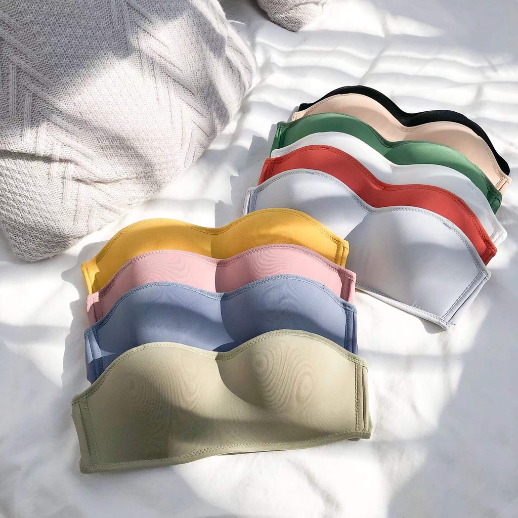 Bra Seamless Half Cup Tanpa Kawat Feminim Gaya Korea Untuk Wanita