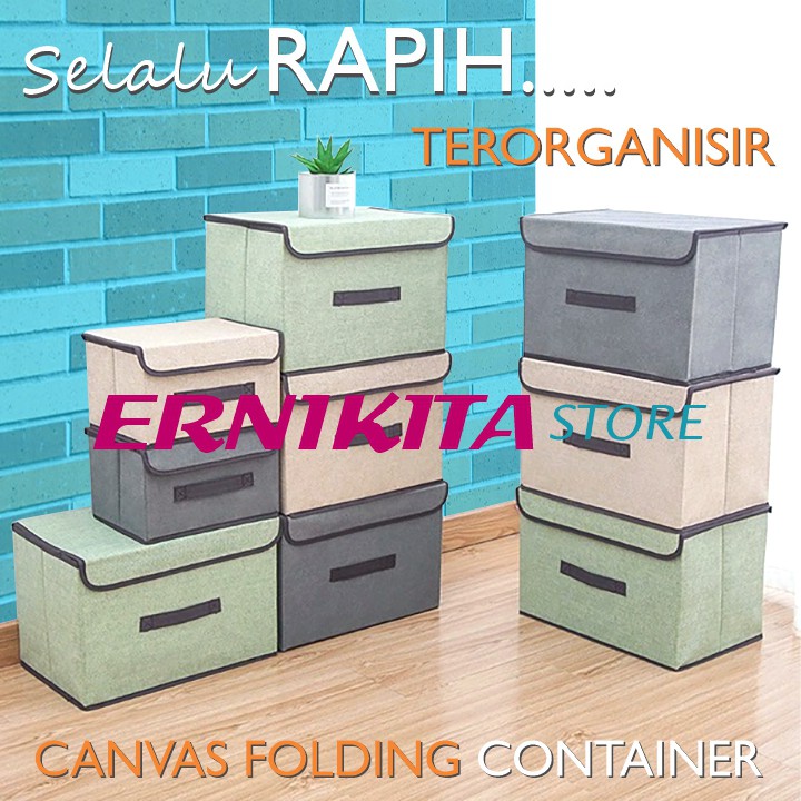 2 STORAGE CANVAS BOX ORGANIZER - Tempat Penyimpanan Serbaguna