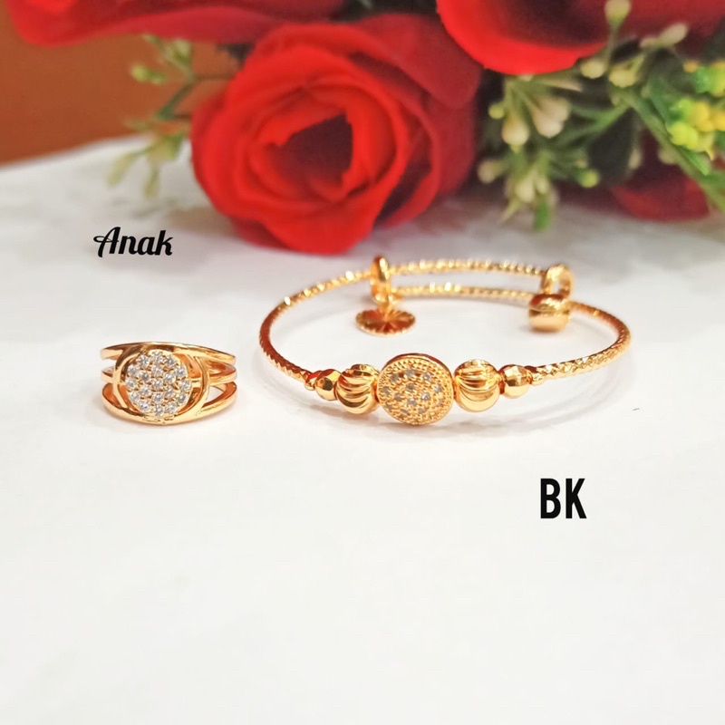 Gelang Tangan TITANIUM Anak Bola Free Cincin Anak Permata Zircon Gold dan Silver Perhiasan Anak