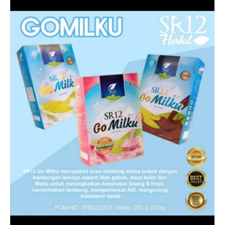 GO MILKU SR12 200gr SUSU HERBAL ETAWA GURIH DAN MENEHATKAN 100% ORI SR12 FERI BABEL REP