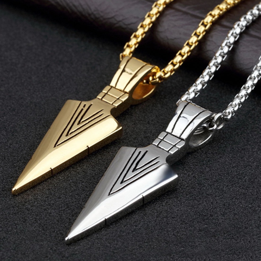 【COD Tangding】Creative Personality Alloy Spearhead Necklace for Men Fashion Accessories Jewelry