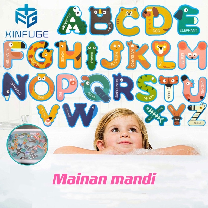 MAINAN MANDI ANAK BAYI TEMPELAN ALPHABET LUCU TERBARU EDUKASI BELAJAR