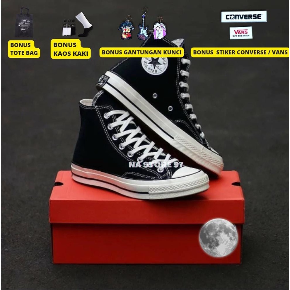 SEPATU CONVERSE 70S HIGH ALL STAR PREMIUM 100% WANITA PRIA SNEAKERS SEKOLAH HITAM PUTIH