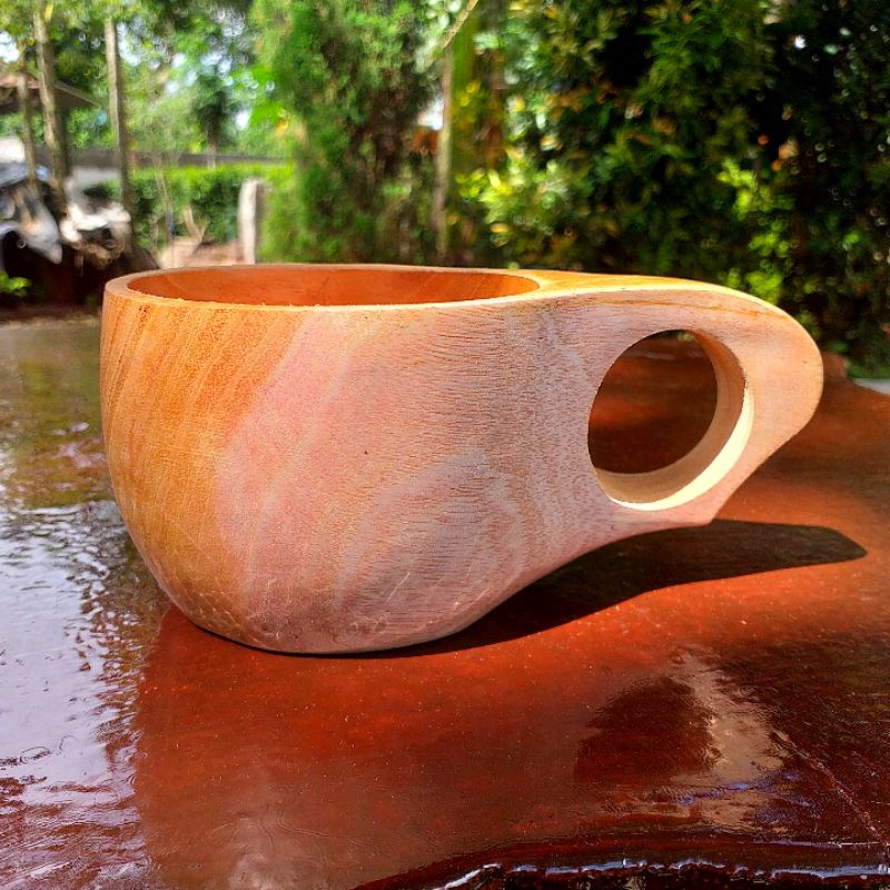 cangkir kuksa kayu mahoni
