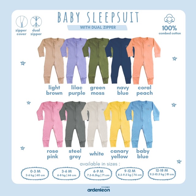 Arden Leon Baby Sleepsuit TANGAN PANJANG (1pcs/pack)