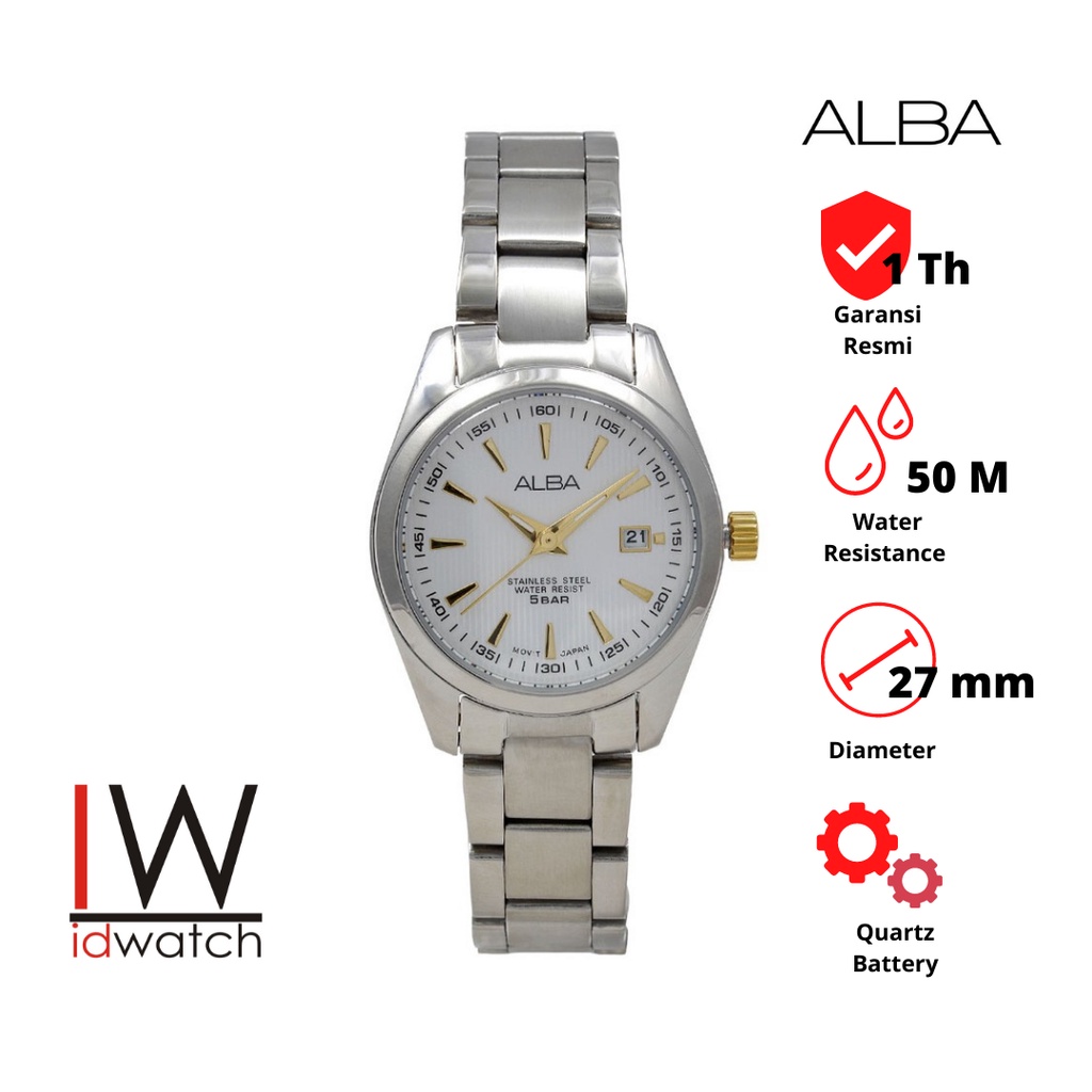 Alba Ladies AH7A23X1 Jam Tangan Wanita Original AH7A23 Cewek Strap Rantai Stainless Steel
