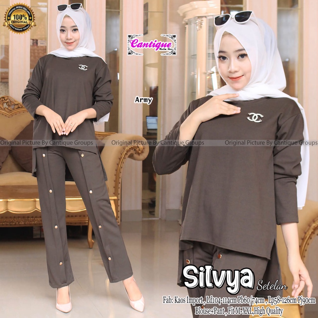 SETELAN WANITA BAHAN KAOS IMPORT TEBAL NYAMAN, LD 104-114CM//SILVYA SET GOOD QUALITY, SET BLOUSE+PAN