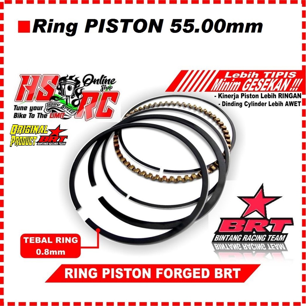 SUPER FORGING RING PISTON BRT 55.00mm Seker 55 Seher Jupiter Z Kaze Blade Beat 130cc Harian Racing