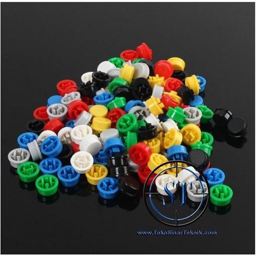 10 PCS Cap Tutup Push Button Round Knob knop Plastik Tactile Bulat Keycap Momentary Switch isi 10 buah