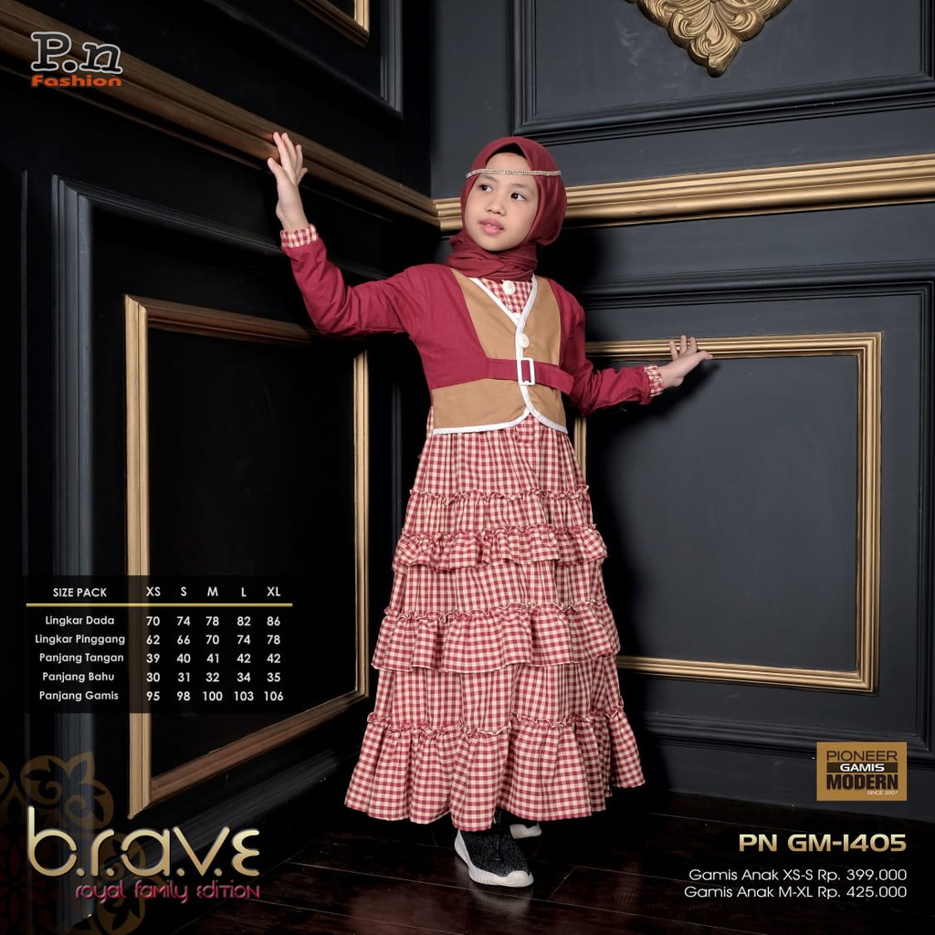 GAMIS ANAK SARIMBIT PN FASHION GM 1405 MERAH