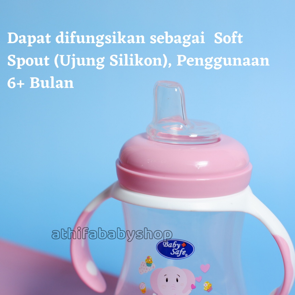 Dot Bayi Botol Susu Gagang Baby Safe Karakter Lucu Wadah Asi Perah 250ml 8oz Spout Cup Soft Silicon 3 in 1 Bottle system Anak Laki Perempuan Cowok Cewek Usia Umur Newborn 1 2 3 4 5 6 Bulan Keatas  -WN30-