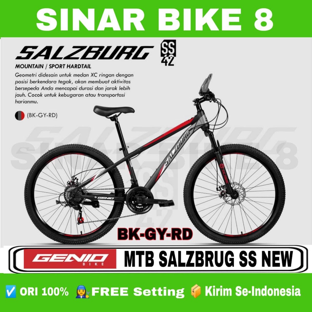 Sepeda Gunung MTB GENIO SALZBRUG SS 42 Ukuran 24&quot;, 26&quot; &amp; 27.5 Inch 24 Speed