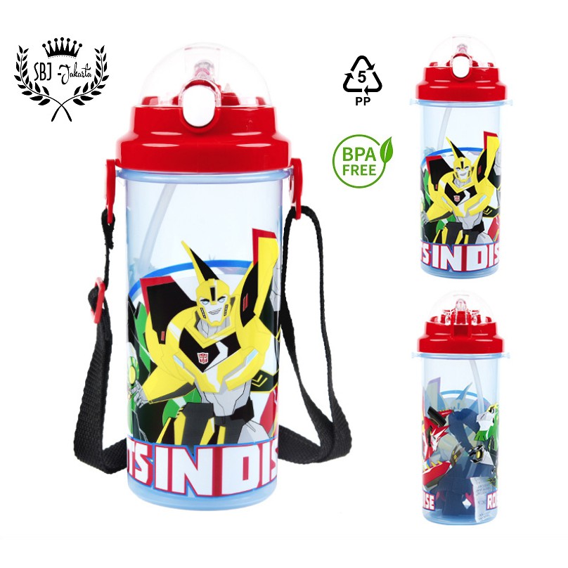 Botol air minum PLASTIK BPA Free 650 ml material PP5 BPA FREE FOOD GRADE / Botol minum anak BPA Free karakter Transformers