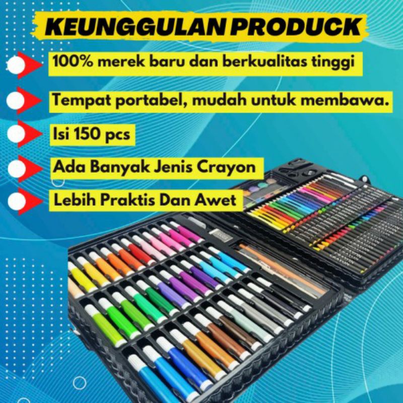 Pensil Warna Crayon ISI 150PCS Set Anak Spidol Warna Alat Gambar Lengkap Mewarnai Pastel Lukis  MS88