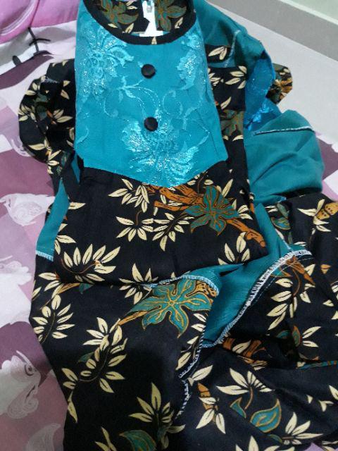 Qnunbatik Batik Family/keluarga Gamis Muslim Salma Toska