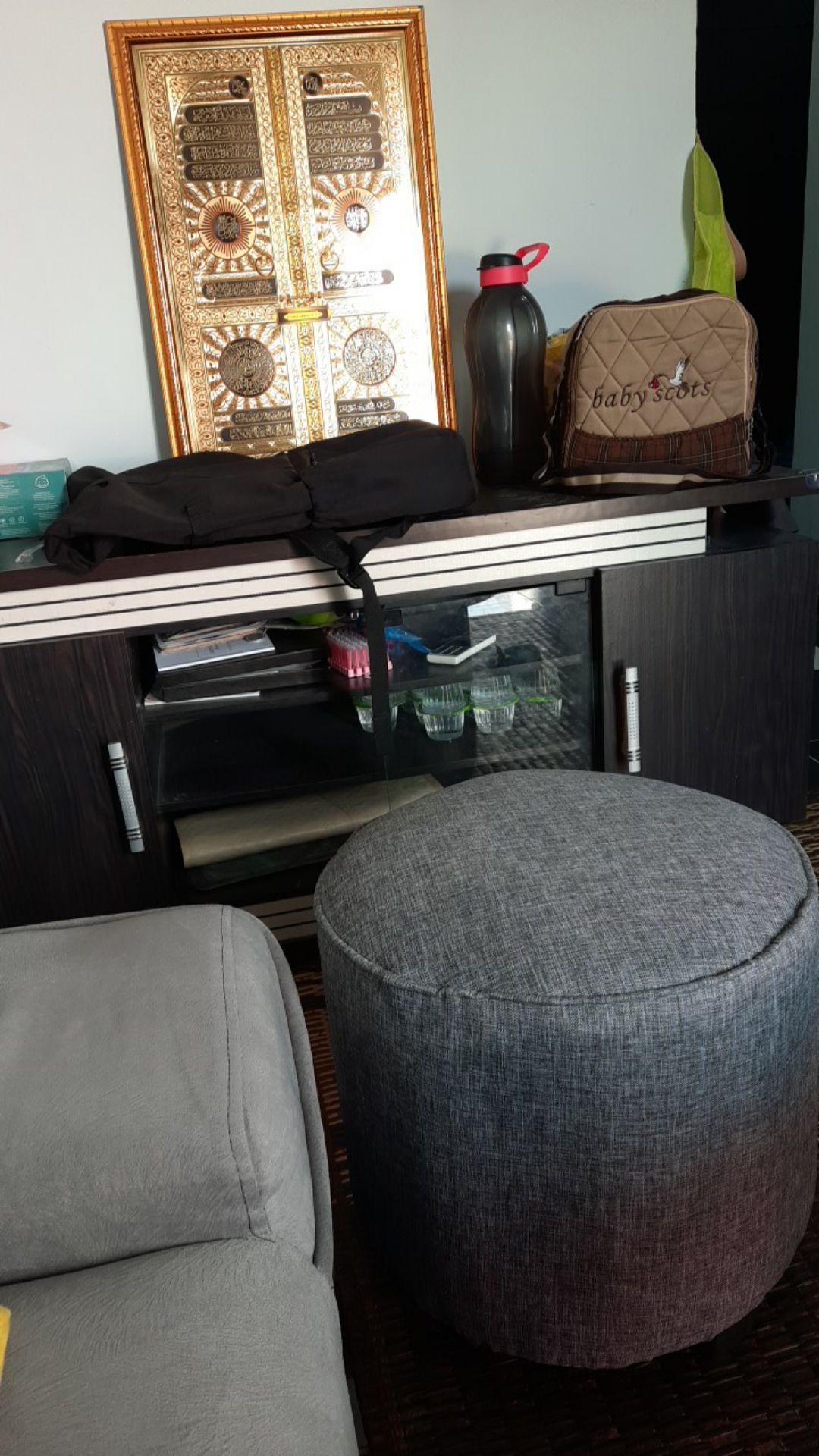 Kaligrafi Foil Pintu Kabah-bingkai Kayu Emas -ukuran 43cmx63cm-kaligrafi Alumunium Foil-lk1227a