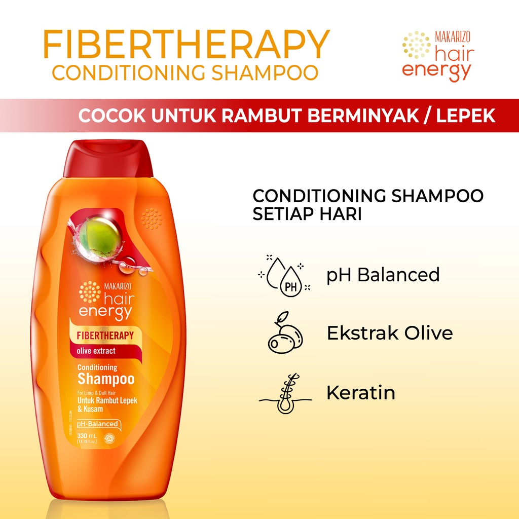 Makarizo Hair Energy Fibertherapy  Conditioning Shampoo Olive 330 mL / Shampo Kondisioner-4