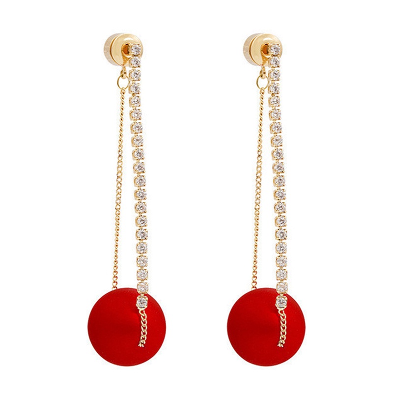Fancyqube Anting Mutiara Berlian Imitasi Bentuk Bunga Cherry Warna Merah Untuk Wanita