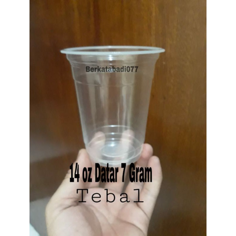 Gelas Plastik Cup Pp 14 oz Datar  7 Gram (M.CUP) 1 roll 50 pcs