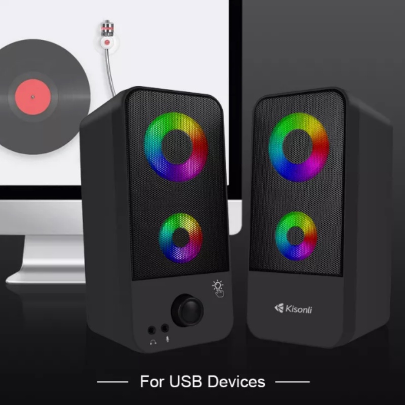 Speaker Aktif 2.0 Komputer Laptop Dual Bass Colorfull RGB USB Power X9 -XOBOX