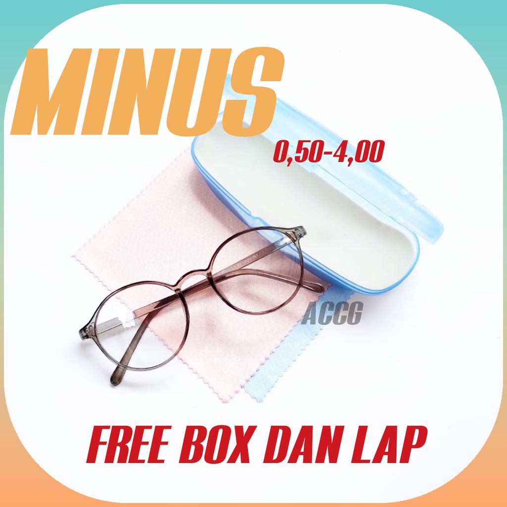 MINUS KACAMATA OVAL CASUAL UKURAN 0.50-4.00 FREE BOX DAN LAP