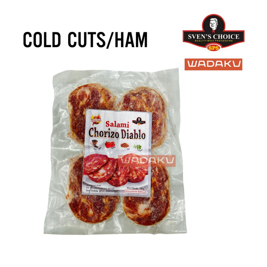 

Svens Choice Daging Salami Chorizo Diablo 100G Cold Cut