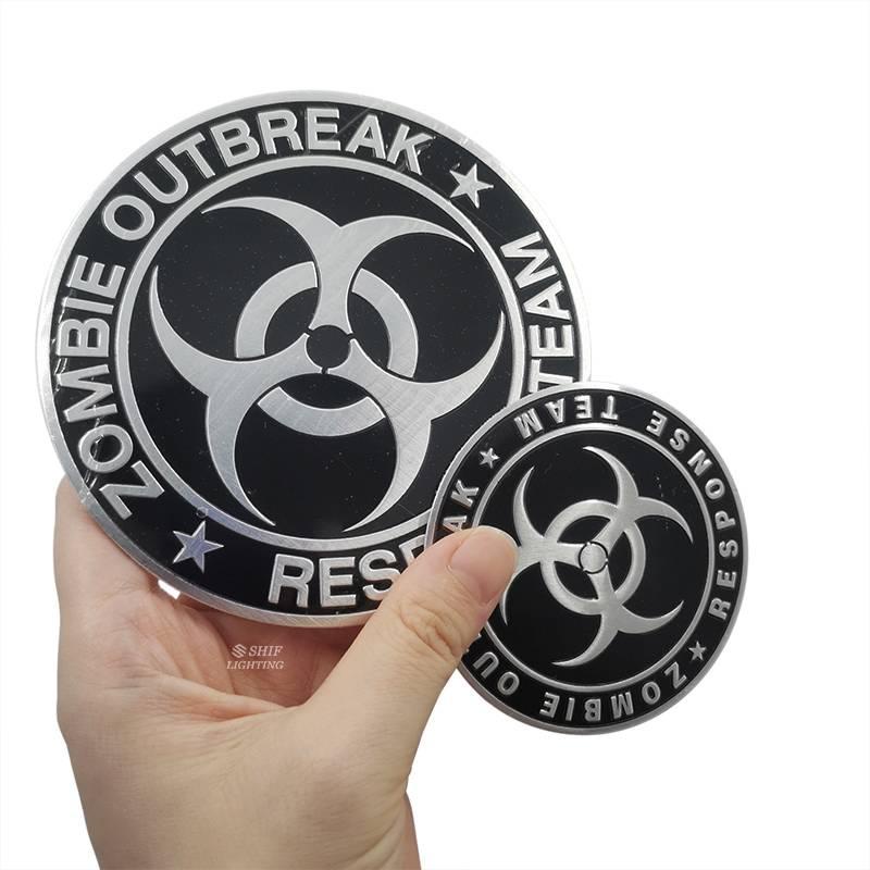 1pc Stiker Emblem Logo Resident Evil Zombie Outbreak Biohazard Bahan Aluminum Untuk Mobilmotor