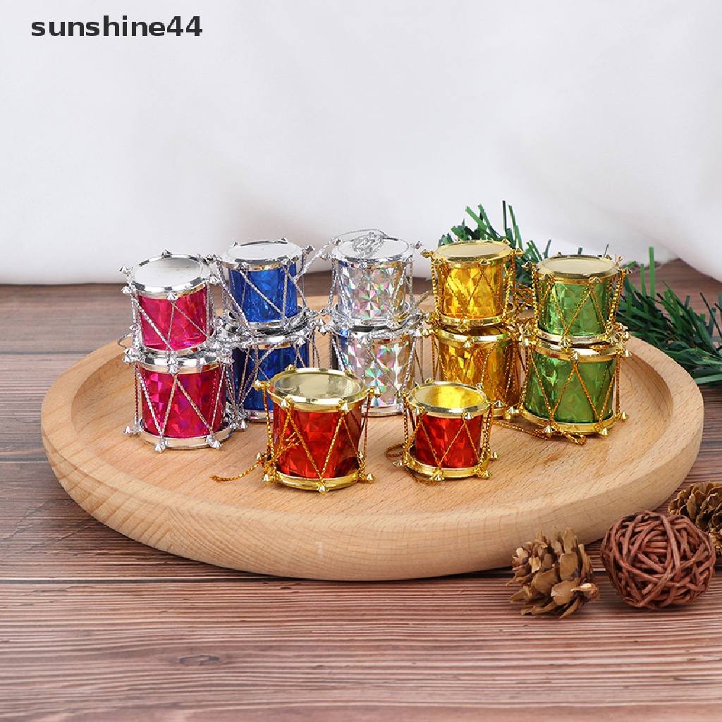 Sunshine 12pcs Ornamen drum Mini Warna-Warni Untuk Dekorasi Pohon Natal