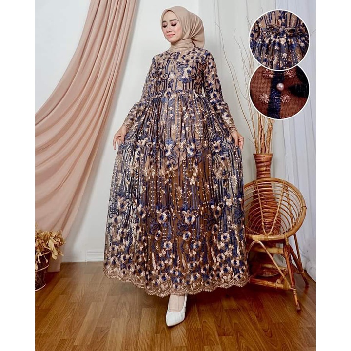 COD ✓ GAMIS LAILA EXCLUSIVE ,GAMIS BROKAT ,GAMIS PESTA MEWAH