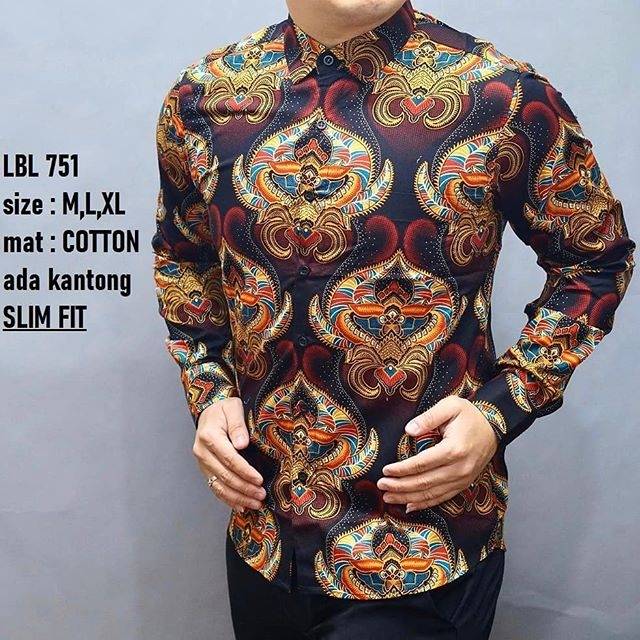 LBL 751 HEM KEMEJA BATIK PRIA SLIM FIT LENGAN PANJANG LUIGI BATANI