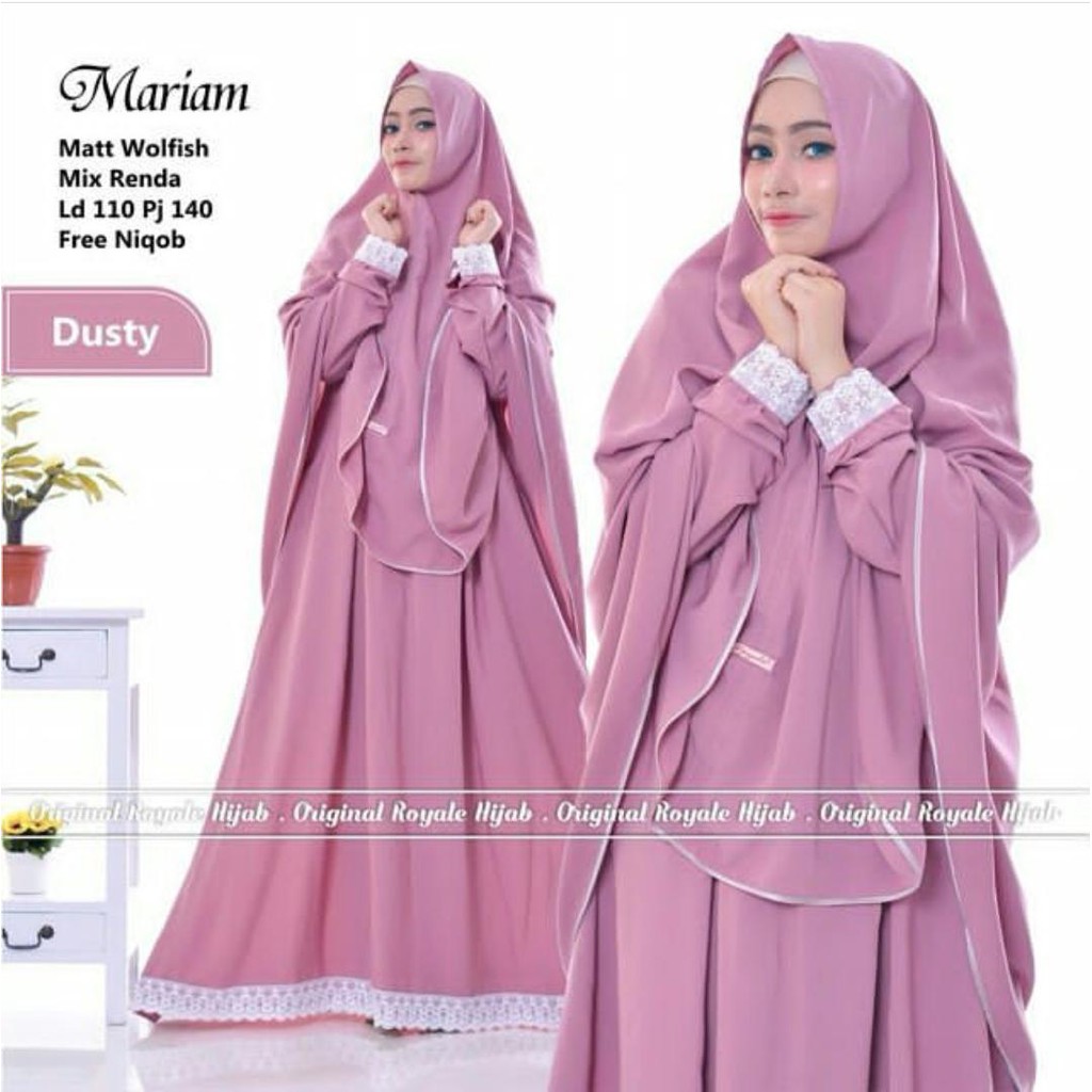 MARIAM SYARI Bahan Wolfice (Free Hijab / Khimar) Gamis Modern Wanita Baju Panjang Stelan Syari