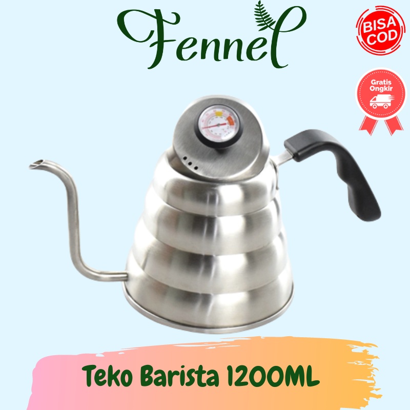 Teko Barista Coffee Maker Pot V60 Drip Kettle Dengan Thermometer 1200ML