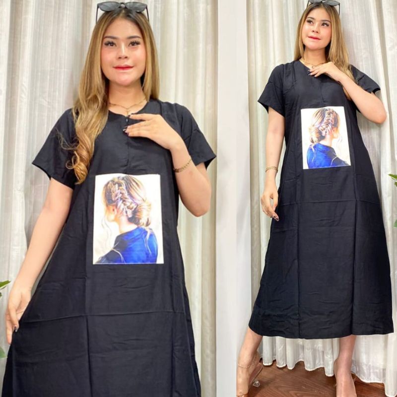 [BISA COD BAYAR DIRUMAH] NEW DASTER MIDI GAMBAR WOMEN // DRESS KAYLA BLINK EMBLEM TEMPEL