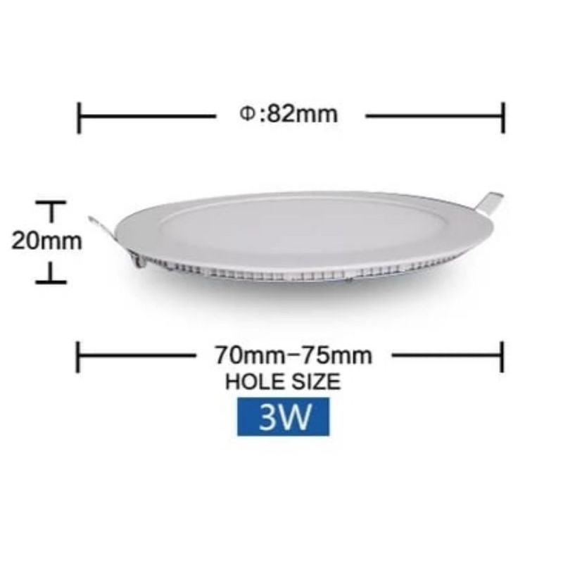 Lampu Downlight IB / Panel LED 3 Watt Bulat