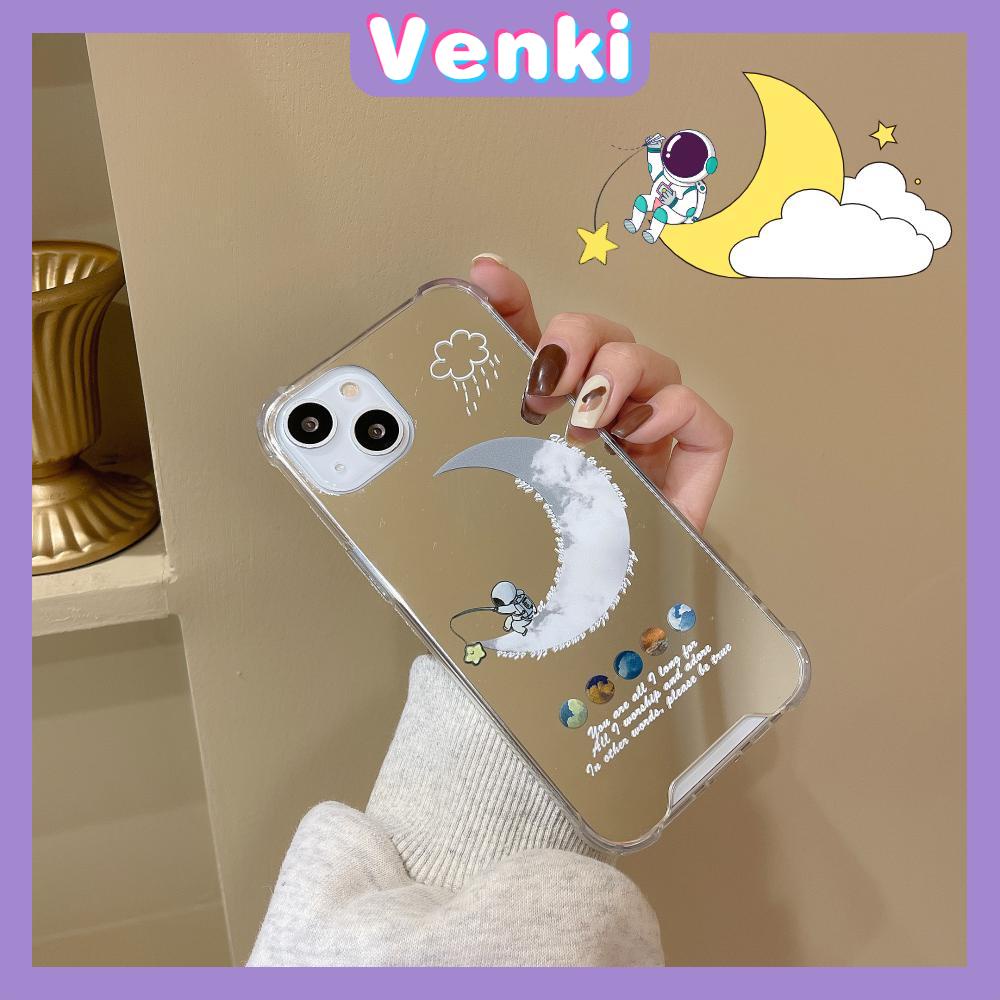 iPhone Case Acrylic HD Mirror Laser Airbag Shockproof Protection Camera Cute Moon Cloud Astronaut Compatible For iPhone 11 iPhone 13 Pro Max iPhone 12 Pro Max iPhone7Plus iPhone xr