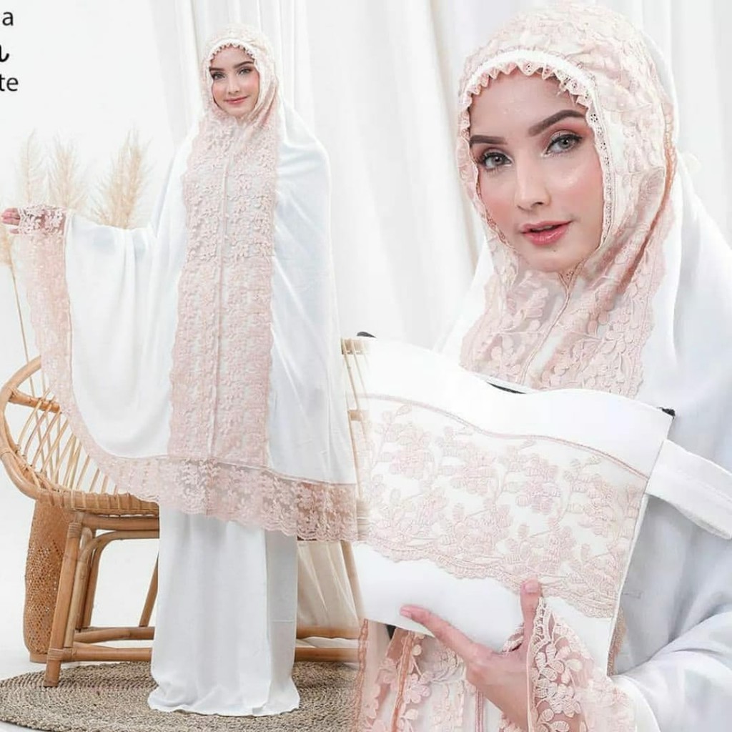 C19 Mukena Shireen Bahan zarah carp kombinasi brokat katun ...free tas cantik kombinasi brokat