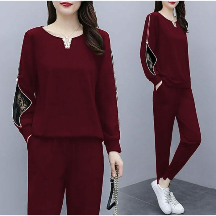 Baju Setelan Wanita Dewasa Kekinian Terbaru 2021 Stelan Rok Meysi AW664 Set Pamela Maroon [Setelan W