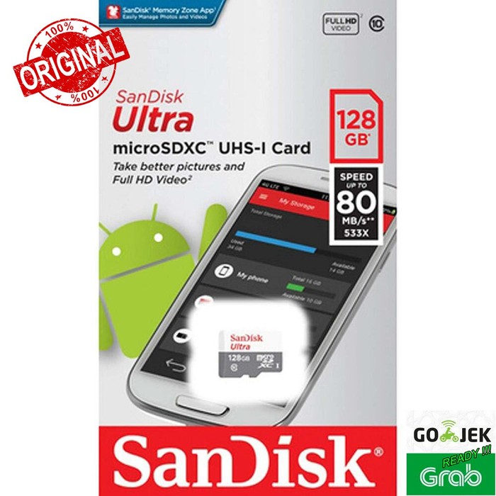 Memory Microsd Sandisk Ultra SDXC UHS-1 128GB Speed 80MB/s ORIGINAL