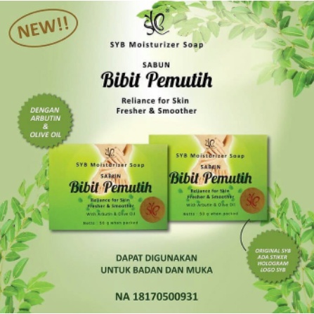 SYB BP Moisturizer Soap Arbutin &amp; Olive Oil - Sabun Bibit 50g