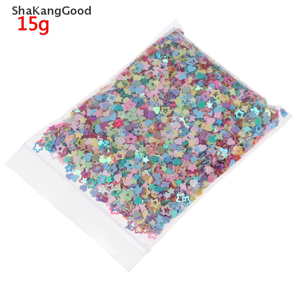 Glitter Flakes Bentuk Bintang Hati Bahan Resin Berat 15g Untuk Dekorasi